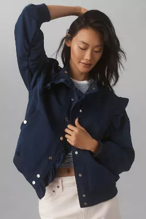 Maeve Ruffle Bomber Jacket