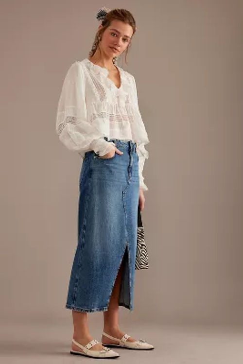 High-Waisted Front Slit Denim...