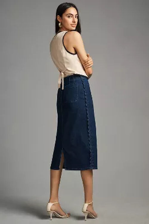 Maeve Wavey Denim Slim Skirt