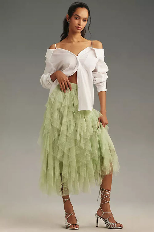 The Chéri Ruffled Tulle Midi...