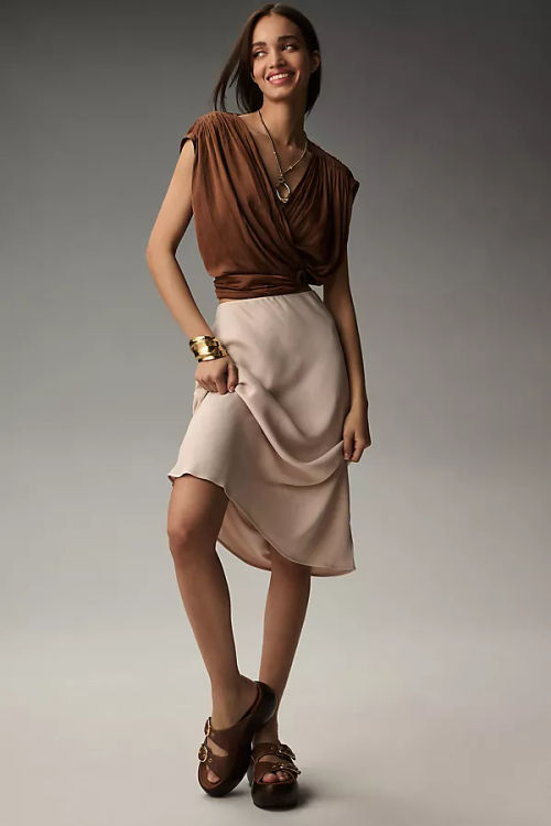 The Tilda Midi Slip Skirt by...