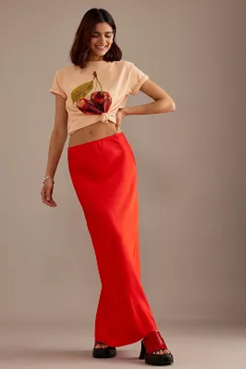 Satin Bias Maxi Slip Skirt