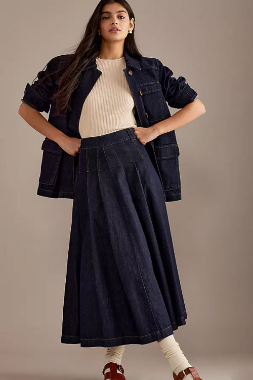 ALIGNE Mary Pleated Denim...