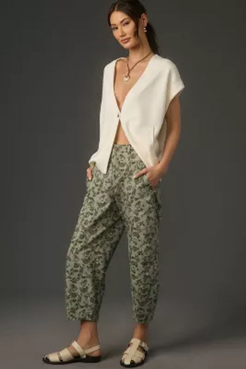 By Anthropologie Silky Cuffed Barrel Pants