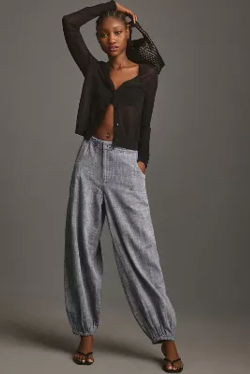 By Anthropologie Silky Cuffed Barrel Pants