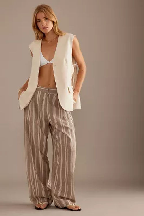 Linen-Blend Barrel Trousers