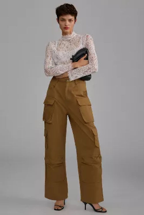 By Anthropologie Silky Cuffed Barrel Pants