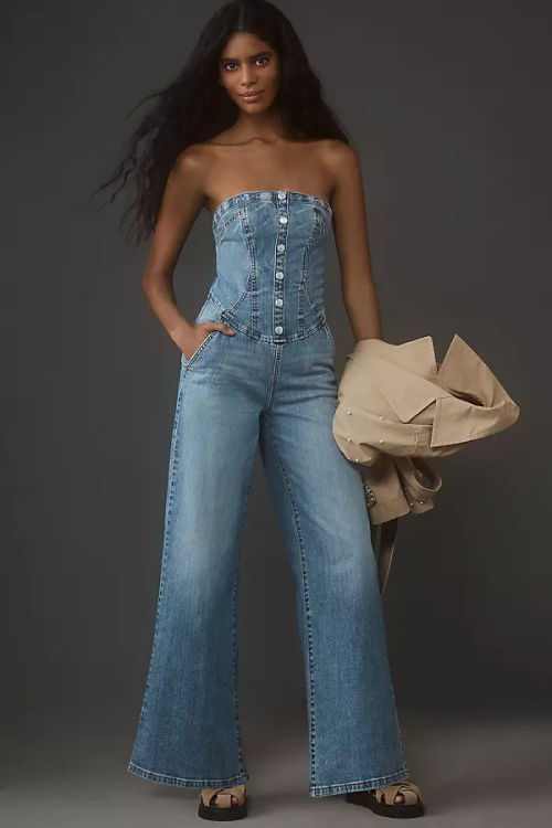 Pilcro Bandeau Denim Corset...