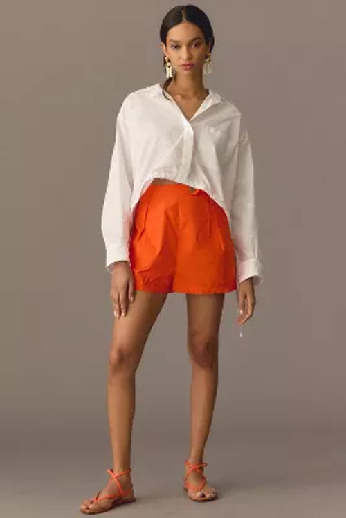 By Anthropologie Pleated Linen Shorts