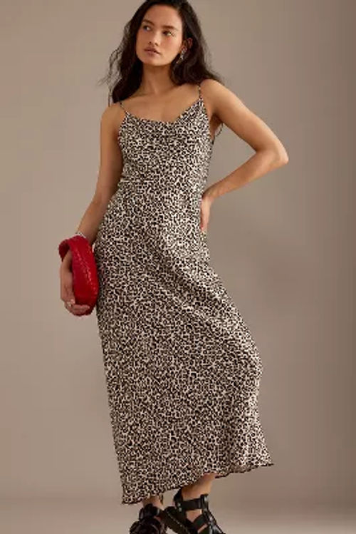 Leopard Sleeveless Cowl-Neck...