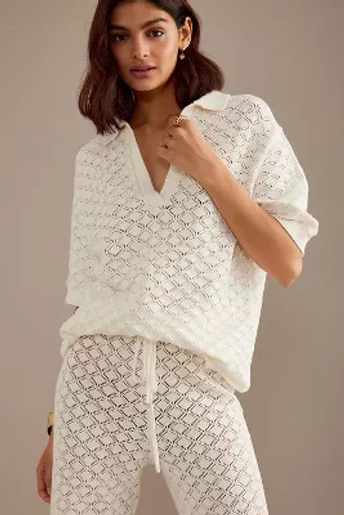 Charlie Holiday Skylar Short-Sleeve Crochet Shirt