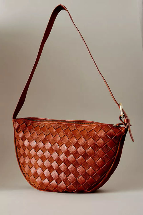 Check Leather Crossbody Bag