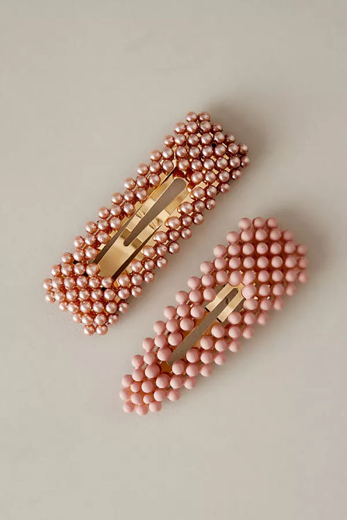 Beaded Snap Hair Clips, Set...