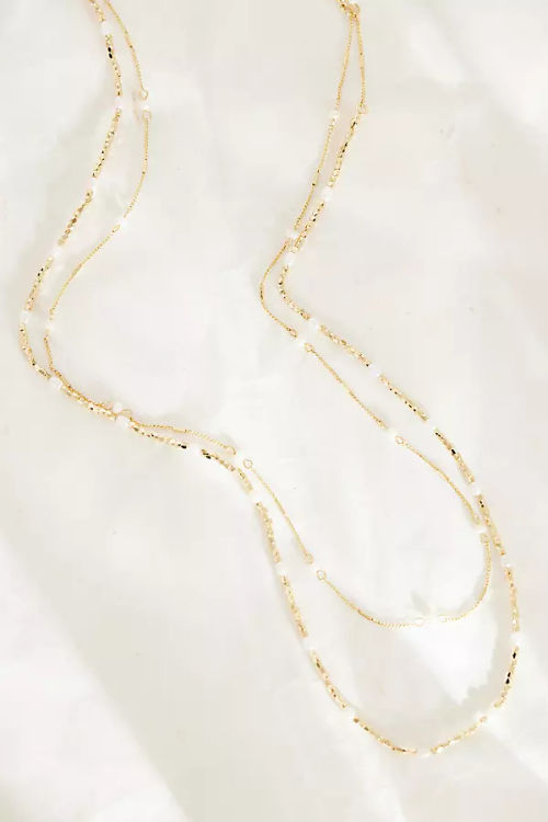 Layered Long Pearl Necklace