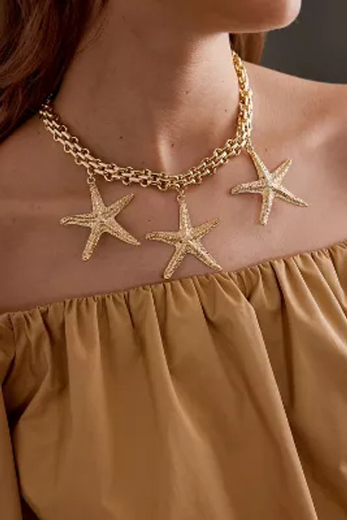 Triple Starfish Chain Necklace