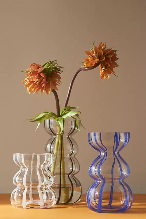 Striped Clear Glass Vase