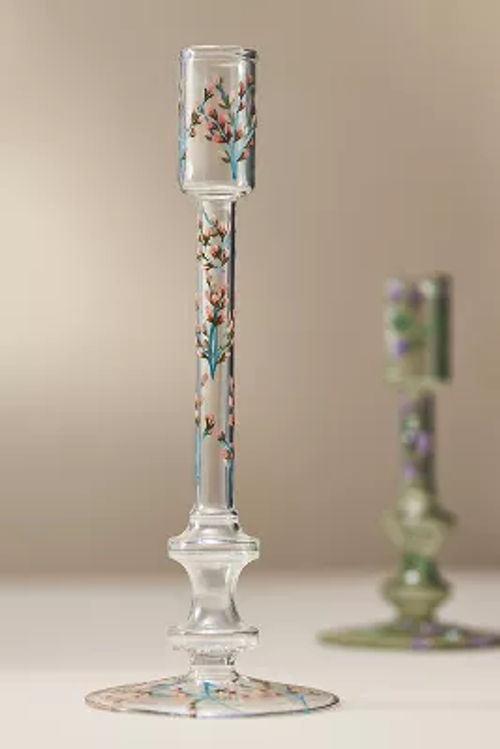 Floral Clear Glass Taper...