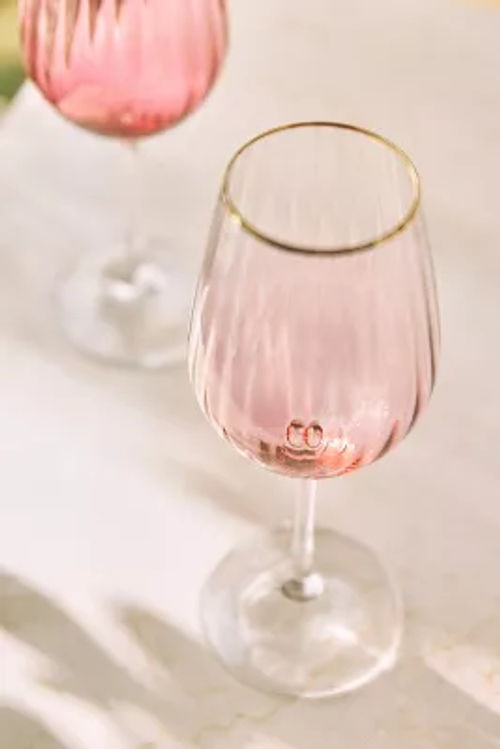 Chamberlain Fluted Pink Wine Glasses Set