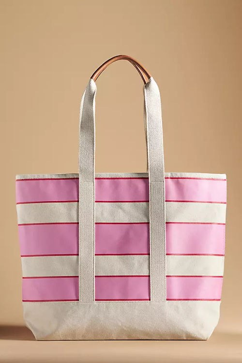 Maeve Striped Canvas Tote Bag