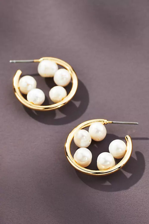 Gold-Plated Inner Pearl Hoop...