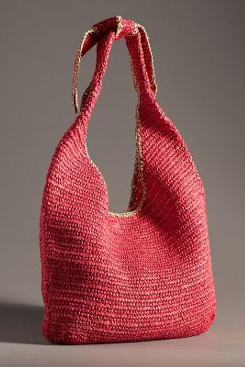 Tipped Raffia Knotted Tote Bag