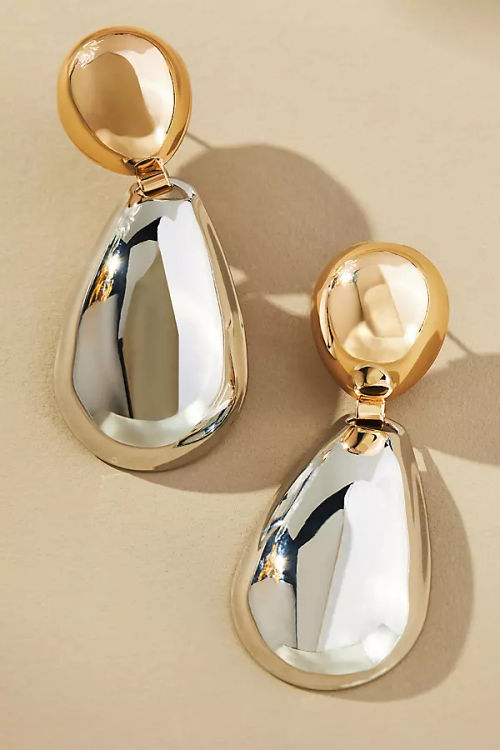 Two-Tone Drop Earrings