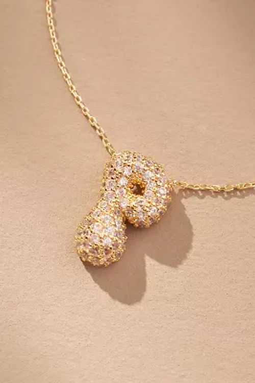 Pavé Bubble Monogram Necklace