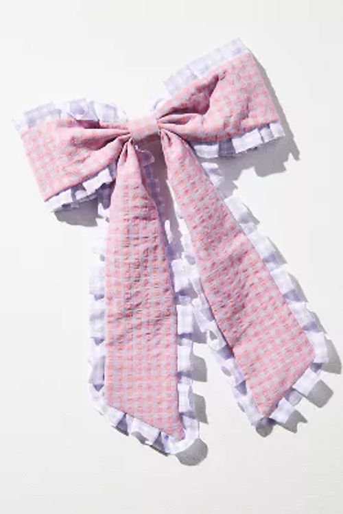 Gingham Ruffle Bow Barrette...