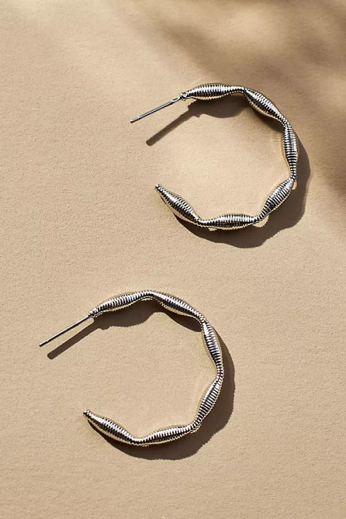 Ribbed Bean Hoop Earrings