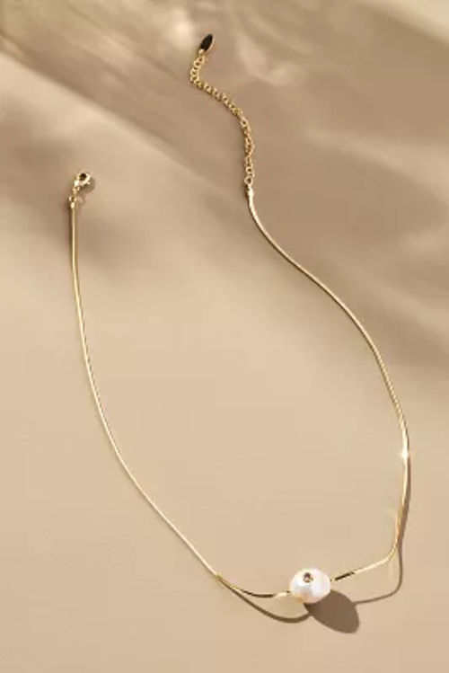 Pearl Slider Herringbone Necklace