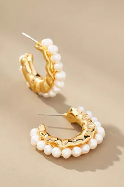 Gold-Plated Mini Pearl Hoop...