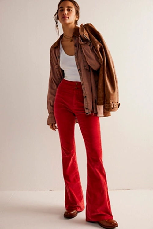 We The Free Jayde Cord Flare Jeans at Free People in Scarlett, Size: 30, £88.00