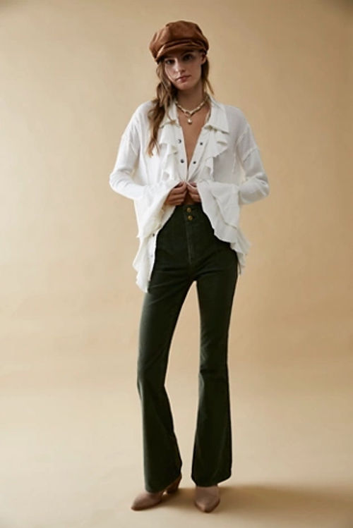 Free People Jayde Cord Flare Jeans - Love Stone