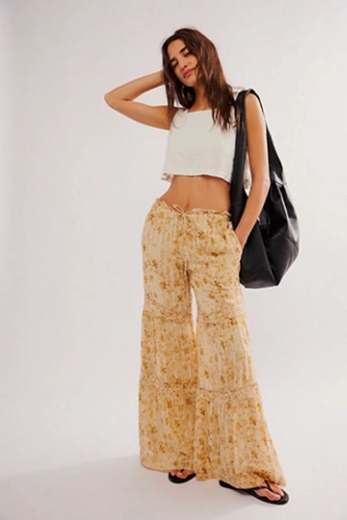 Slim Pull-On Velvet Flare Pants at Free People in Hawaiian Sunset, Size: XS, Compare