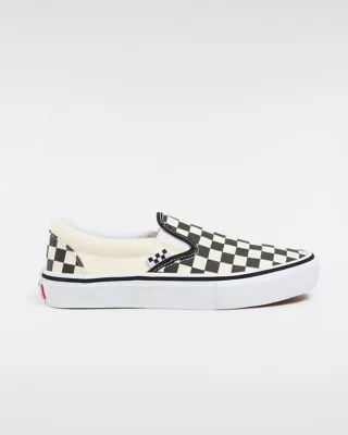 VANS Skate Checkerboard Slip-on Shoes ((checkerboard) Black/off White)  Men,women White, Size 12