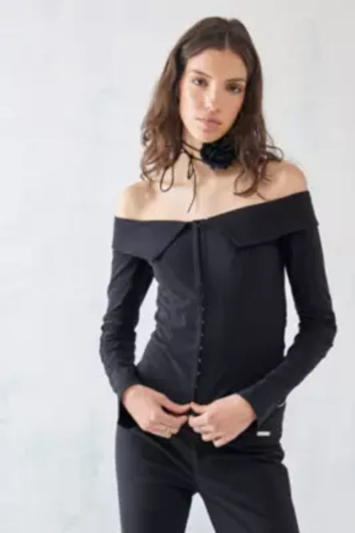 UO Bardot Collar Shirt -...