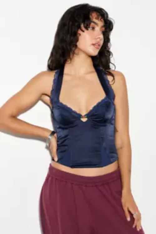 Kimchi Blue Moss Satin Halter...