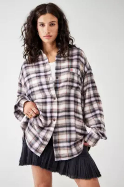 BDG Sadie Flannel Shirt - Pink L at Urban Outfitters