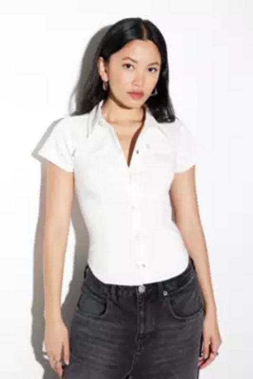 Silence + Noise Polly Bangaline Shirt - White L at Urban Outfitters