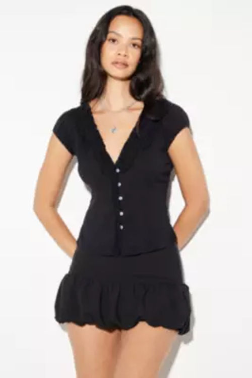 Kimchi Blue Ria Ruffle Blouse - Black L at Urban Outfitters