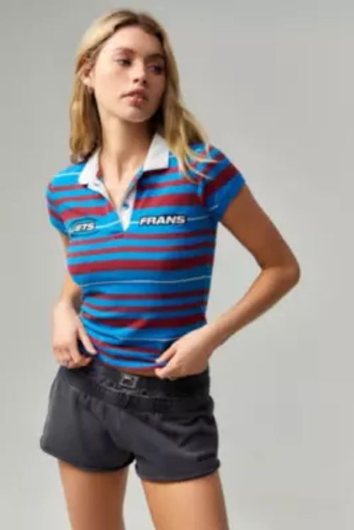 iets frans. Striped Baby Polo Shirt - Blue S at Urban Outfitters