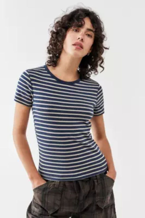 BDG Striped Baby T-Shirt - Black XS at Urban Outfitters