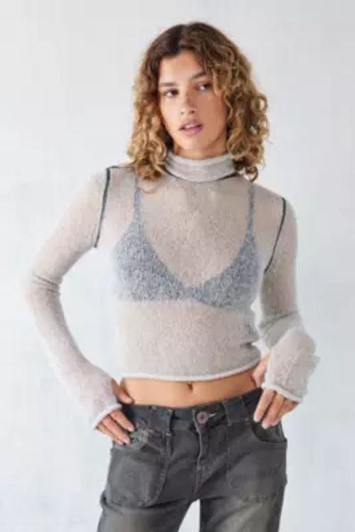 UO Britney Sparkly Long Sleeve Bustier Top