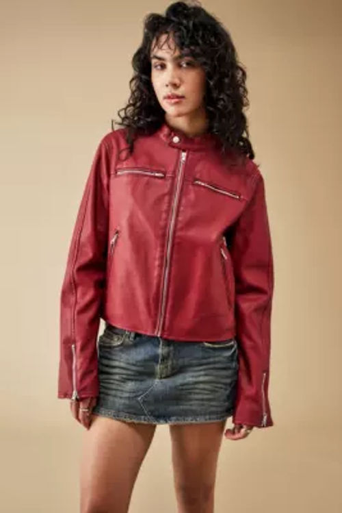 BDG Billy Faux Leather Bomber Jacket