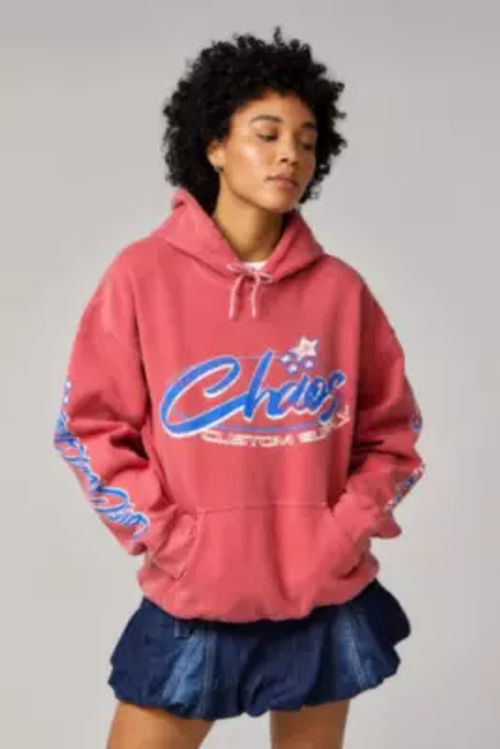 UO Chaos Graphic Hoodie - Red S/M at Urban Outfitters