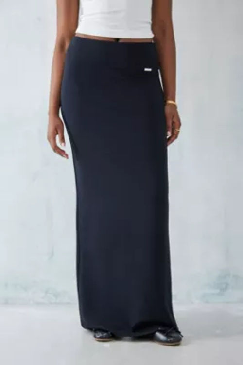 High-waist slit ponte skirt in Black