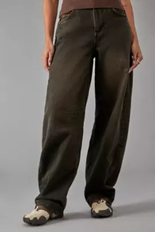 BDG Urban Outfitters Y2K Womens Low Rise Poplin Cargo Pants - CHOCOLATE