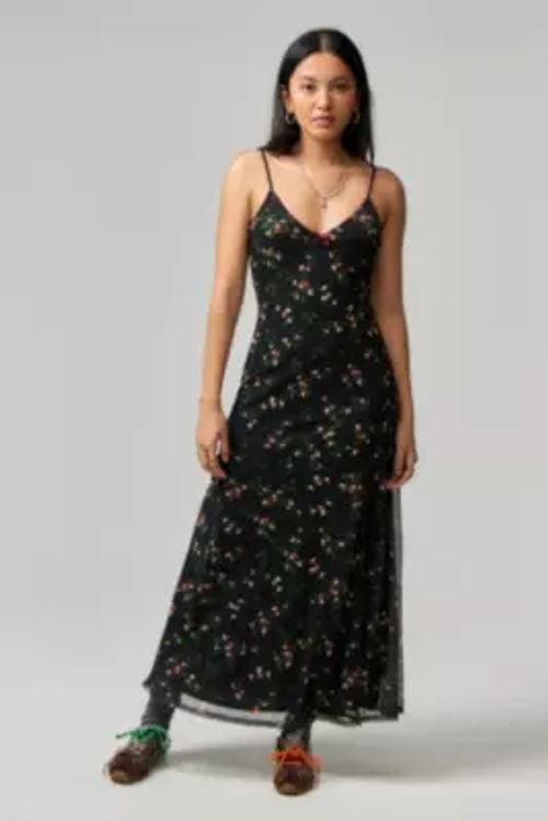 UO Floral Mesh Maxi Dress -...