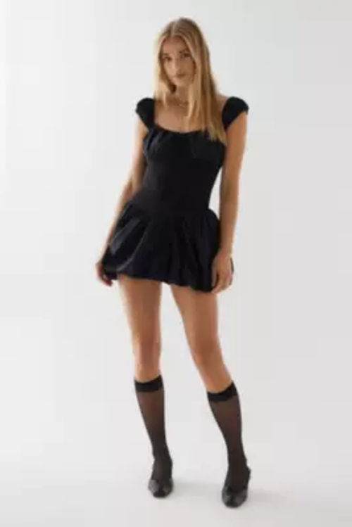 Light Before Dark Lucine Puffball Mini Dress - Black L at Urban Outfitters