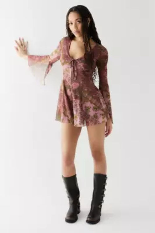 Eva Floral Mesh Playsuit -...